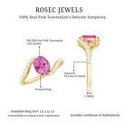 Natural Pink Tourmaline Solitaire Bypass Ring with Diamond AAA - Rosec Jewels