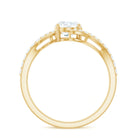 1 Carat Moissanite Oval Engagement Ring with Bypass Shank D-VS1 - Rosec Jewels
