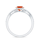 Oval Cut Solitaire Fire Opal and Diamond Bypass Ring AAA - Rosec Jewels