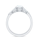Claw Set Cushion Cut Moissanite Engagement Ring with Leaf Wedding Band D-VS1 - Rosec Jewels