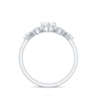 3/4 CT Minimal Zircon Heart Engagement Ring with Gold Beaded AAAA - Rosec Jewels