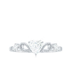 3/4 CT Minimal Zircon Heart Engagement Ring with Gold Beaded AAAA - Rosec Jewels