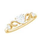 3/4 CT Minimal Zircon Heart Engagement Ring with Gold Beaded AAAA - Rosec Jewels
