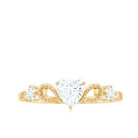 3/4 CT Minimal Zircon Heart Engagement Ring with Gold Beaded AAAA - Rosec Jewels