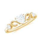 Certified Moissanite Heart Promise Ring with Beaded Detail D-VS1 - Rosec Jewels