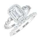 Cubic Zirconia Designer Solitaire Bridal Ring Set with Band AAAA - Rosec Jewels