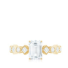 2 CT Octagon Cut Zircon Engagement Ring with Side Stones AAAA - Rosec Jewels