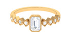 1 CT Octagon Cut Zircon Engagement Ring with Side Stones AAAA - Rosec Jewels