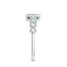 Vintage Looking Emerald Cut Emerald Engagement Ring with Diamond AAA - Rosec Jewels