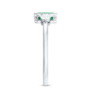 Emerald 3 Stone Ring with Diamond AAA - Rosec Jewels