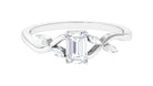 1 CT Octagon Cut Solitaire Zircon Engagement Ring with Split Shank AAAA - Rosec Jewels