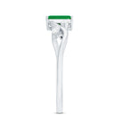 Natural Emerald Cut Emerald Designer Engagement Ring with Diamond AAA - Rosec Jewels