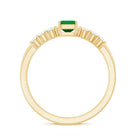 Natural Emerald Cut Emerald Diamond Engagement Wedding Ring Set of 2 AAA - Rosec Jewels