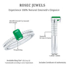 Genuine Emerald Diamond Emerald Cut Engagement Ring and Wedding Band Set AAA - Rosec Jewels