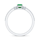 Genuine Emerald Diamond Emerald Cut Engagement Ring and Wedding Band Set AAA - Rosec Jewels