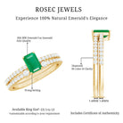 Genuine Emerald Diamond Emerald Cut Engagement Ring and Wedding Band Set AAA - Rosec Jewels