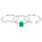 Rosec Jewels-Natural Emerald Cut Emerald Diamond 3 Piece Bridal Ring Set