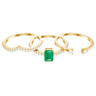 Rosec Jewels-Natural Emerald Cut Emerald Diamond 3 Piece Bridal Ring Set