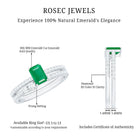 Rosec Jewels-Genuine Emerald Diamond Emerald Cut Engagement Ring with Enhancer