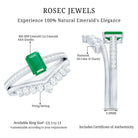 Natural Emerald Diamond Emerald Cut Engagement Ring with Curved Wedding Band AAA - Rosec Jewels