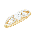 Certified Moissanite Heart Promise Ring with Split Shank D-VS1 - Rosec Jewels