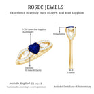 Rosec Jewels-Real 0.6 Carat Blue Sapphire and Diamond Heart Promise Ring with Split Shank