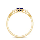 Rosec Jewels-Real 0.6 Carat Blue Sapphire and Diamond Heart Promise Ring with Split Shank
