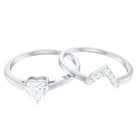 Heart Shaped Moissanite Solitaire Wedding Ring Set for Women D-VS1 - Rosec Jewels