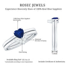 Rosec Jewels-3/4 CT Heart Shape Blue Sapphire Solitaire Ring Set with Diamond Chevron Band