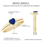 Rosec Jewels-3/4 CT Heart Shape Blue Sapphire Solitaire Ring Set with Diamond Chevron Band
