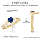 Rosec Jewels-Heart Shape Blue Sapphire Solitaire Wedding Ring Set with Diamond