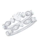 Zircon Bridal Wedding Ring Set with Matching Band AAAA - Rosec Jewels