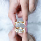 Zircon Bridal Wedding Ring Set with Matching Band AAAA - Rosec Jewels