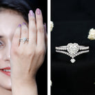Cubic Zirconia Heart Ring Set with V Shape Band AAAA - Rosec Jewels