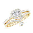 Certified Moissanite Heart Wedding Ring Set for Women D-VS1 - Rosec Jewels