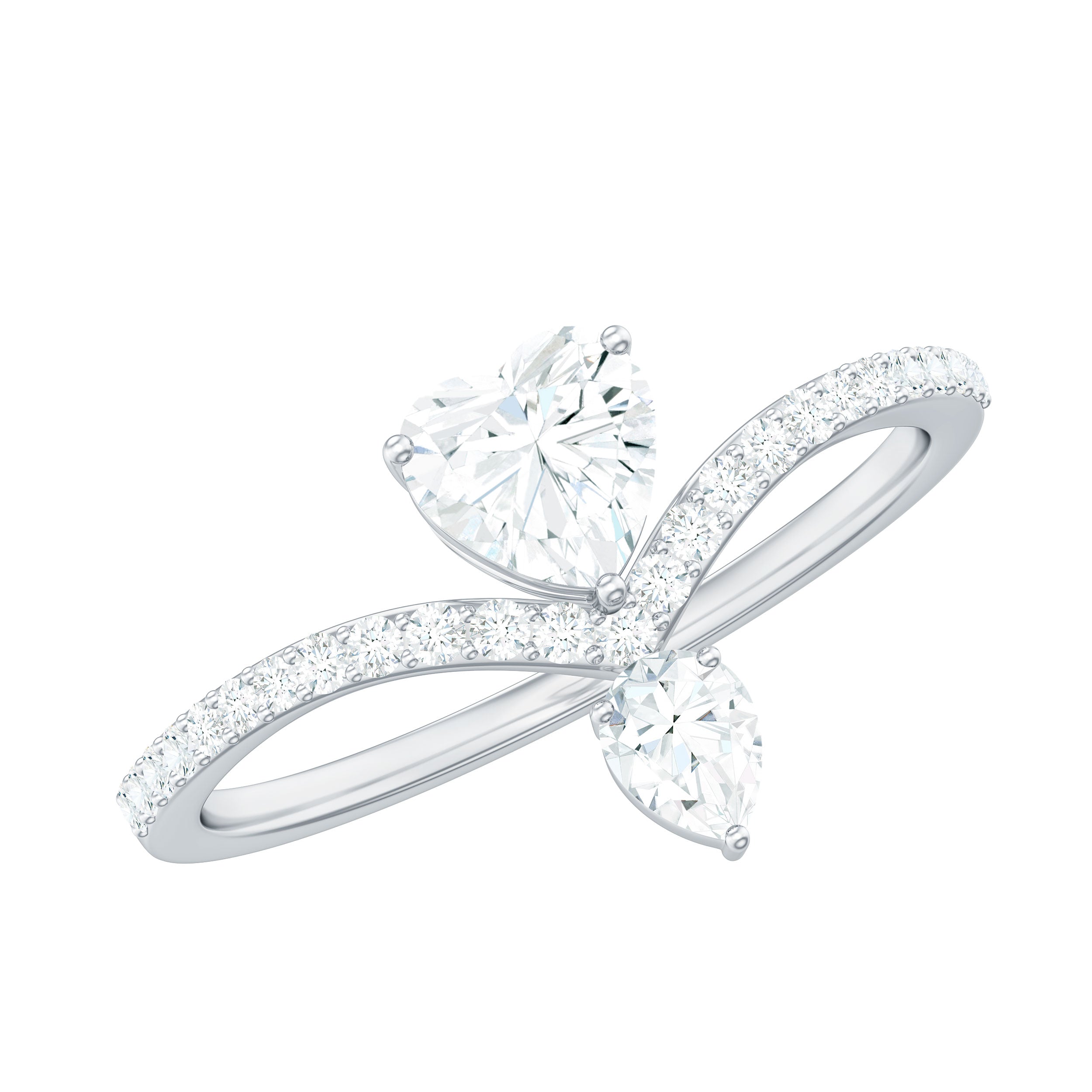Designer Moissanite Heart Engagement Ring for Women D-VS1 - Rosec Jewels