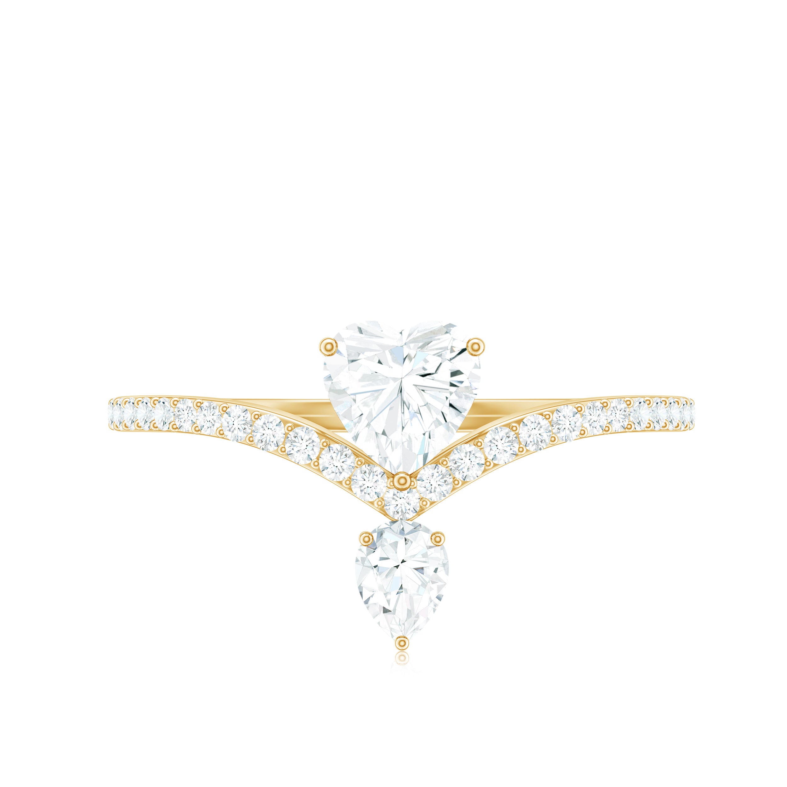 Designer Moissanite Heart Engagement Ring for Women D-VS1 - Rosec Jewels