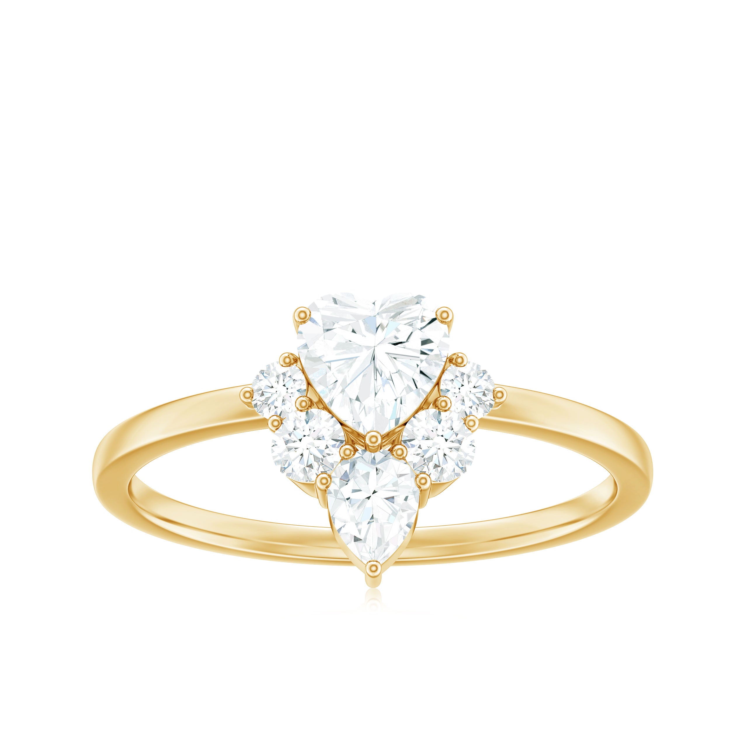 1 CT Cubic Zirconia Heart Engagement Ring with Side Stones AAAA - Rosec Jewels