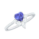 Natural Tanzanite Diamond Heart Promise Ring for Engagement AAA - Rosec Jewels