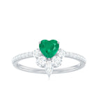 Rosec Jewels-Natural Emerald Heart Promise Ring with Diamond