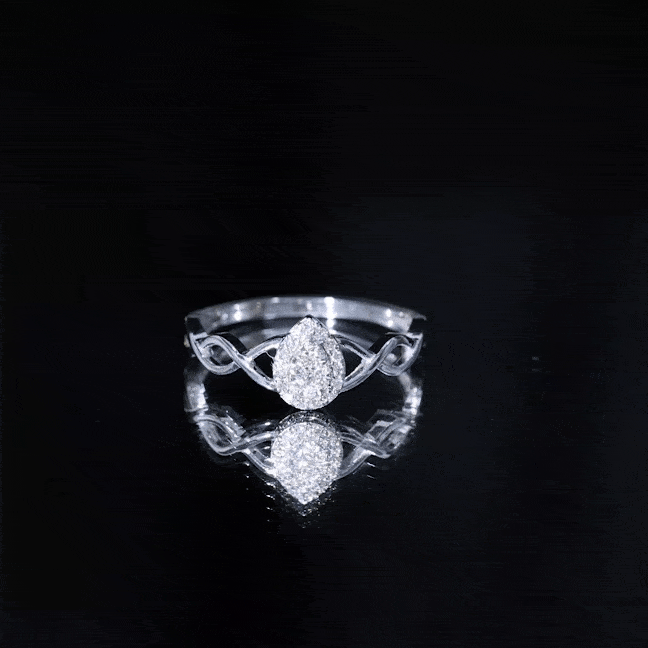 Rosec Jewels-Illusion Set Round Moissanite Crossover Halo Engagement Ring