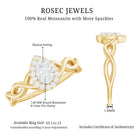 Rosec Jewels-Illusion Set Round Moissanite Crossover Halo Engagement Ring