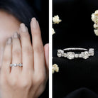 Round Moissanite Half Eternity Wedding Band D-VS1 - Rosec Jewels