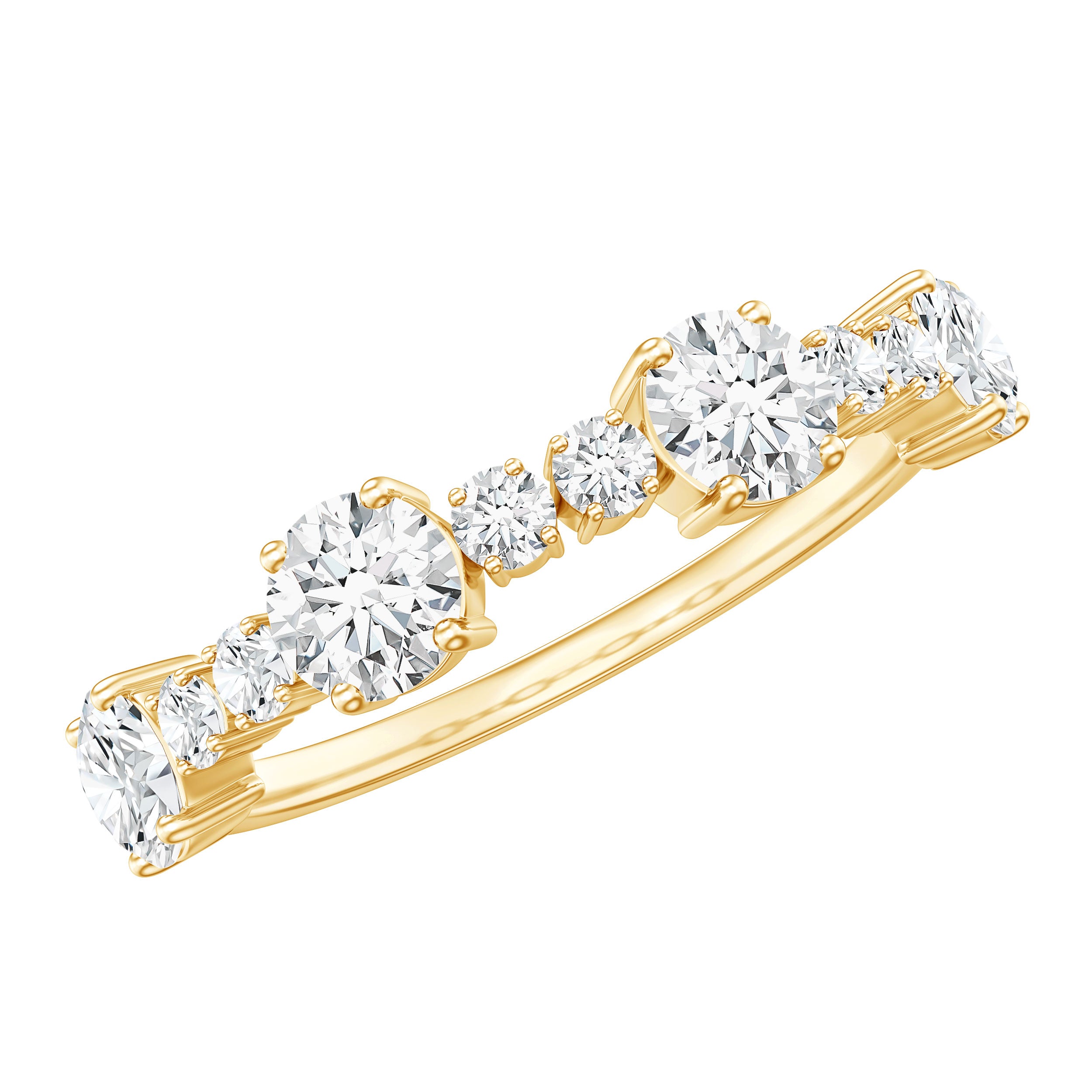 Round Moissanite Half Eternity Wedding Band D-VS1 - Rosec Jewels