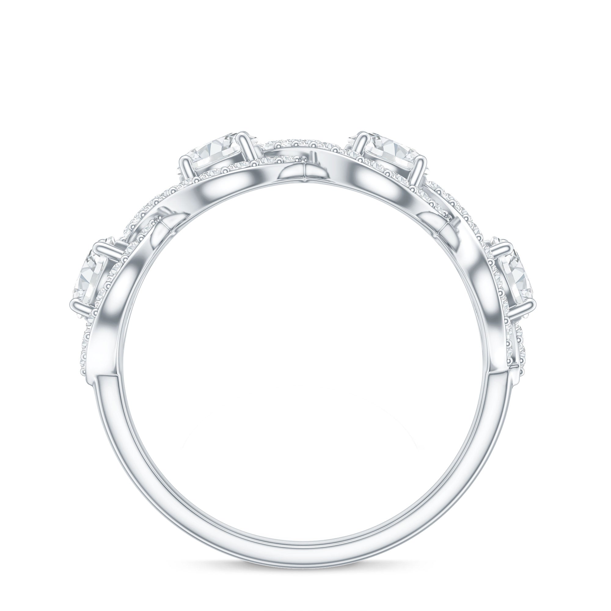 Round Moissanite Infinity Wedding Band Ring D-VS1 - Rosec Jewels