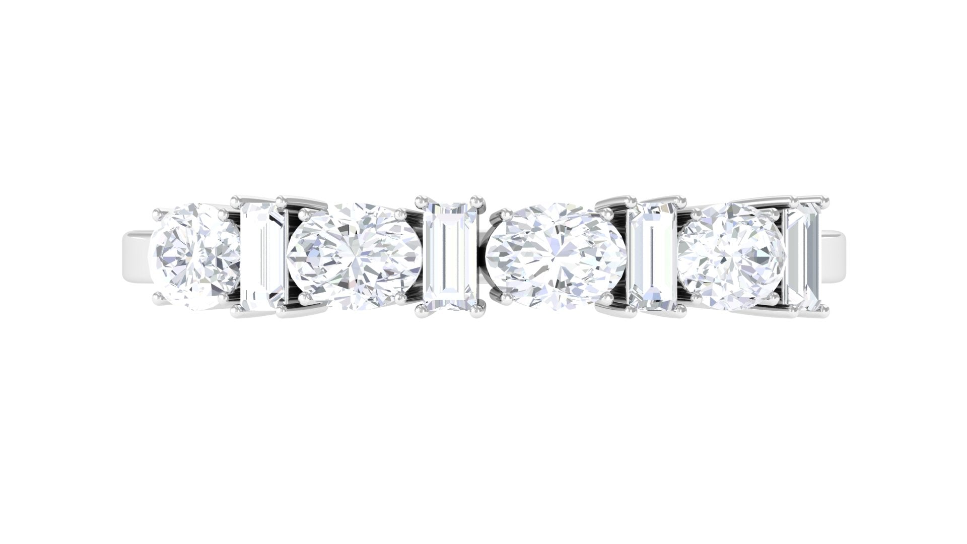 Oval and Baguette Cut Zircon Wedding Half Eternity Ring