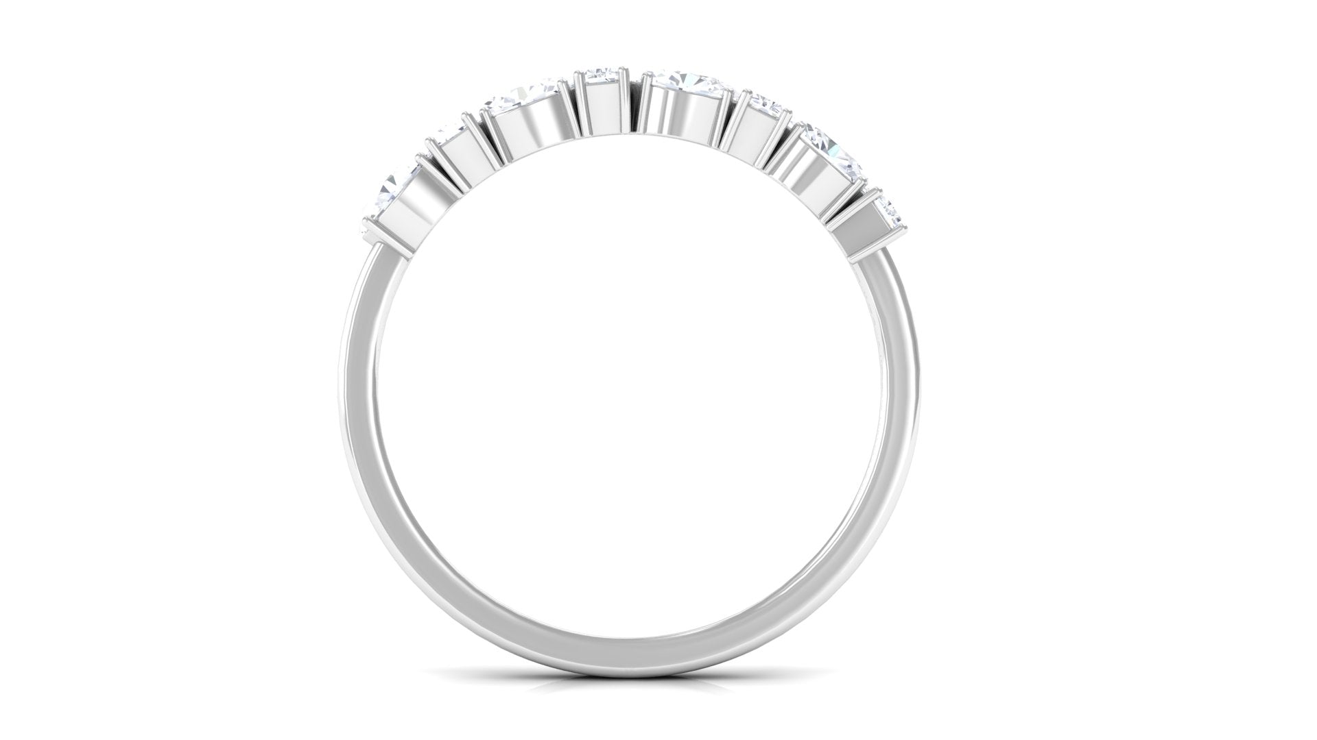 Oval and Baguette Cut Zircon Wedding Half Eternity Ring AAAA - Rosec Jewels