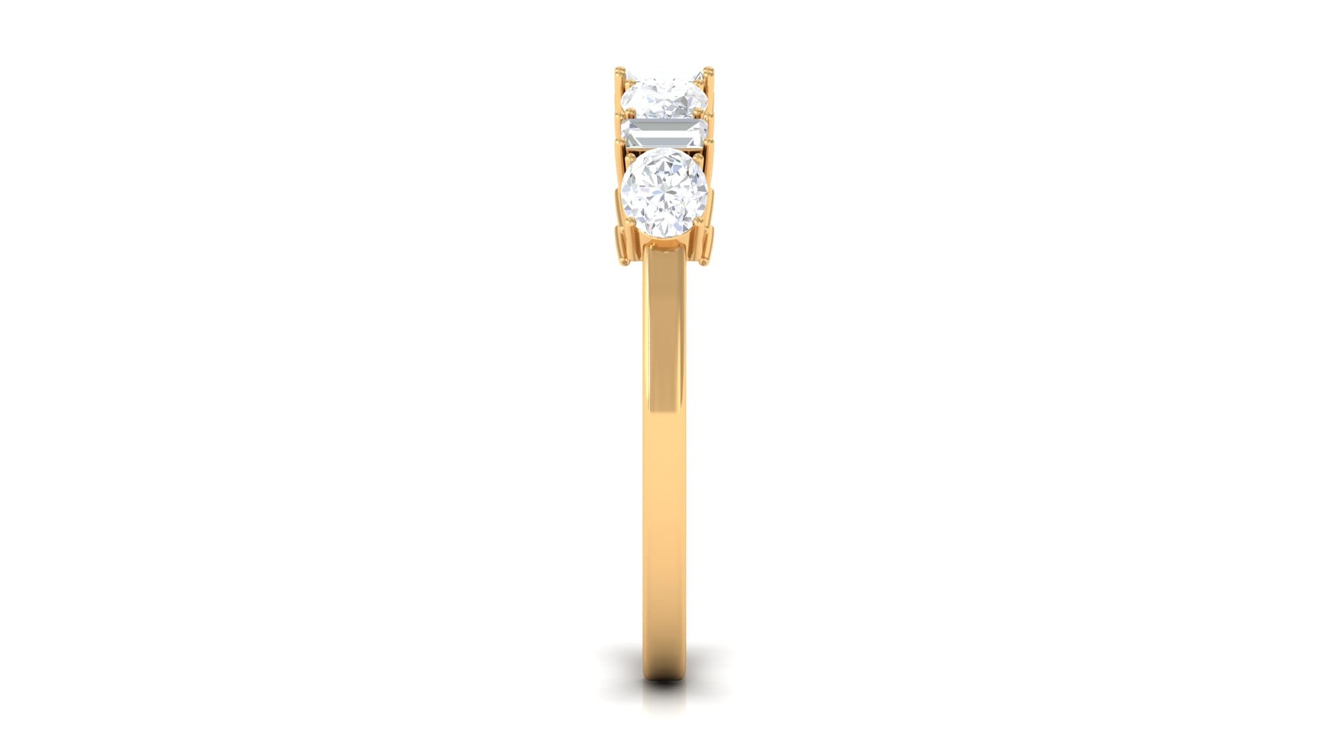 Oval and Baguette Cut Zircon Wedding Half Eternity Ring AAAA - Rosec Jewels