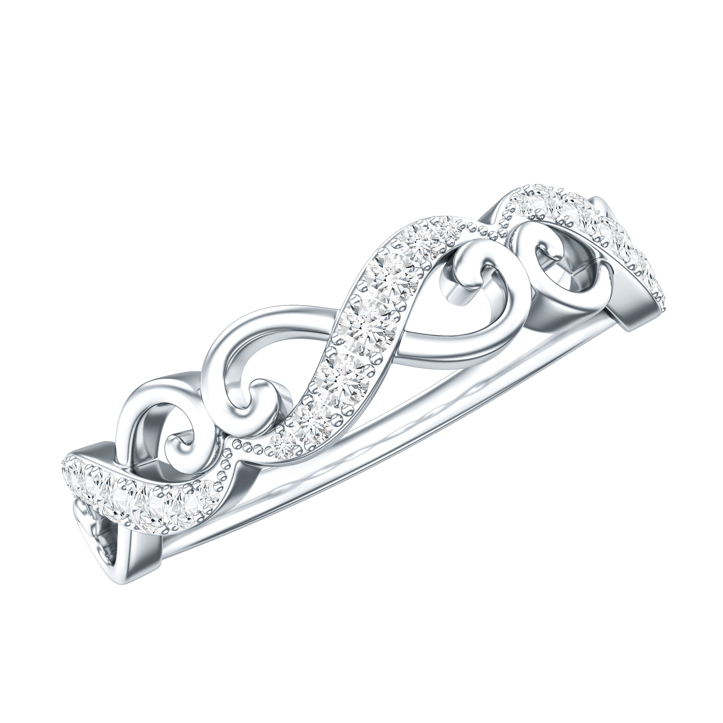 Vintage Inspired Moissanite Infinity Wedding Band Ring