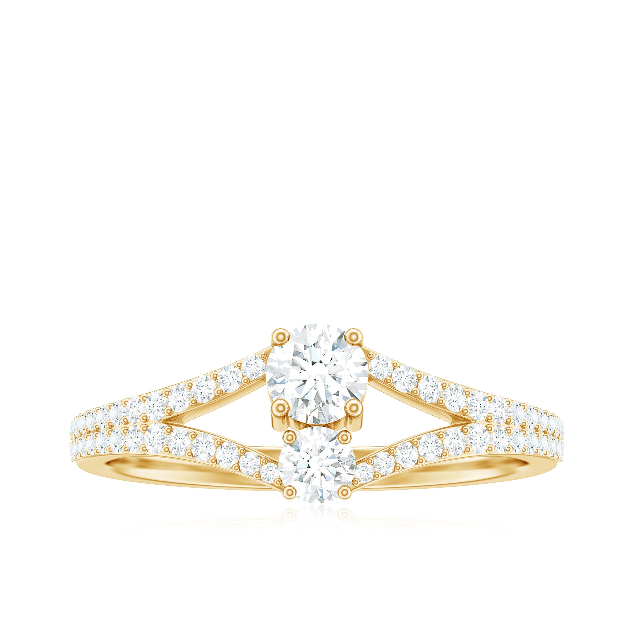 Rosec Jewels-Moissanite Toi et Moi Engagement Ring with Split Shank